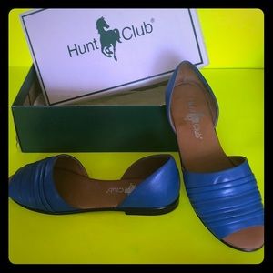 Leather flat sandals blue 8.5